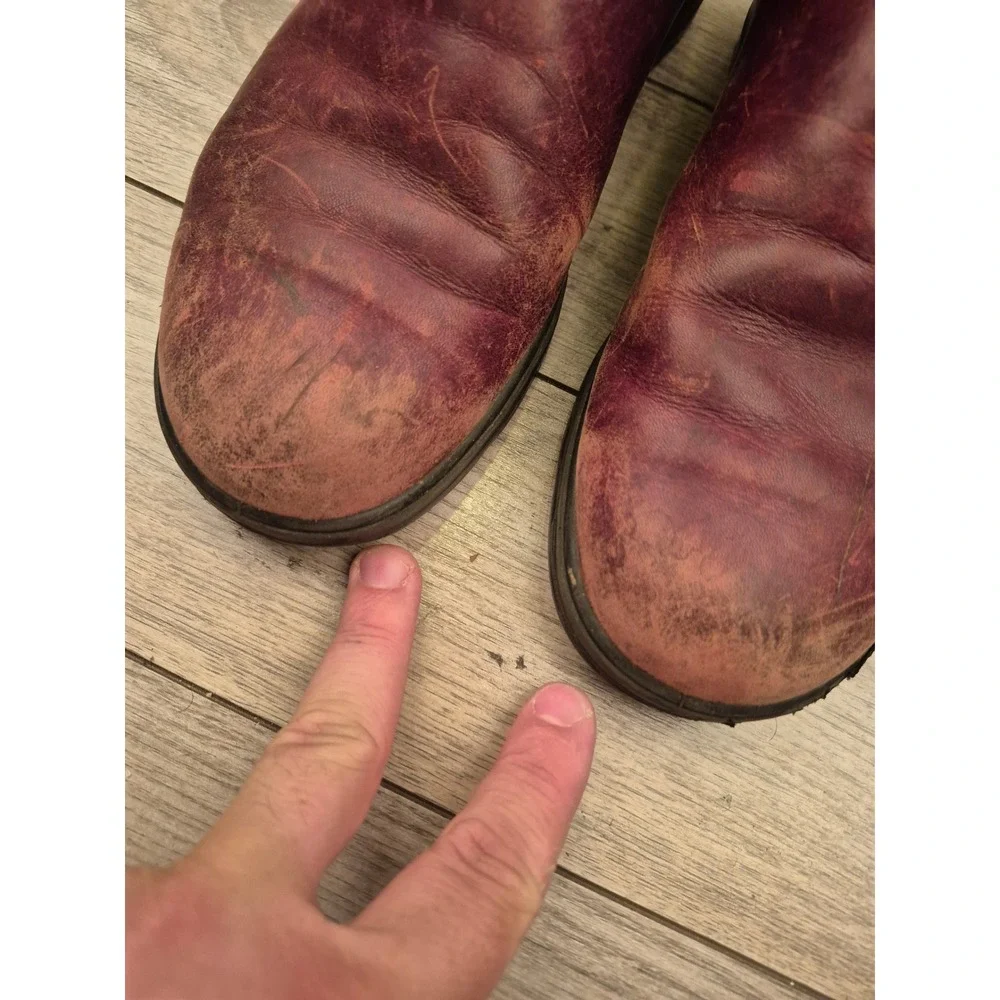 Blundstone Womens Red Burgundy Leather Chelsea Boots‎ Distressed Pull On Sz 5.5